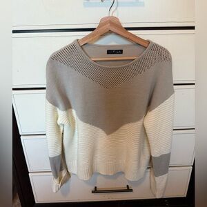 Emory Rose Cream and Gray Colorblock Sweater